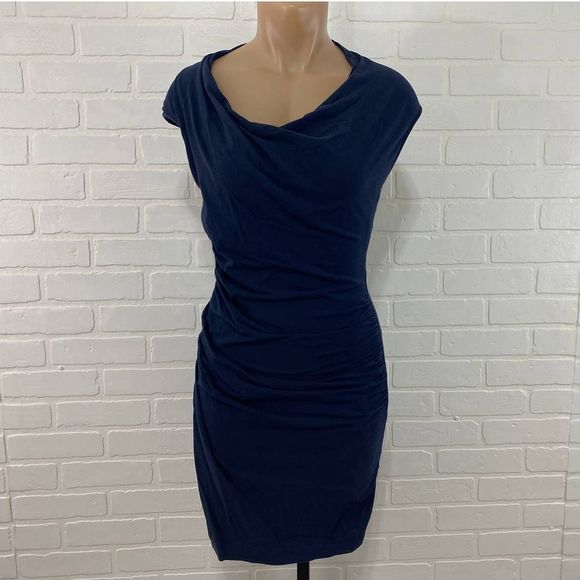 MNG by Mango blue ruched dress - Picture 1 of 8